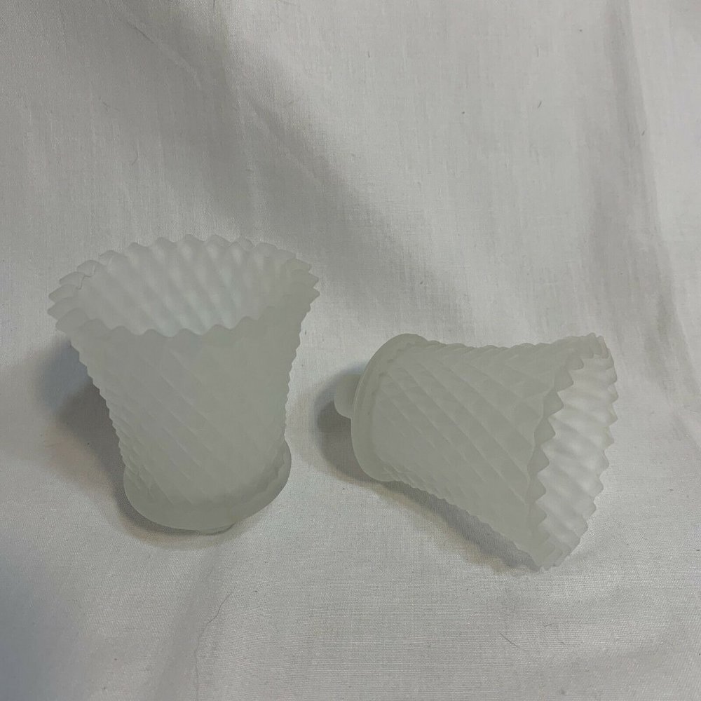 Frosted White Glass Peg Candle Holders (set of 2)
